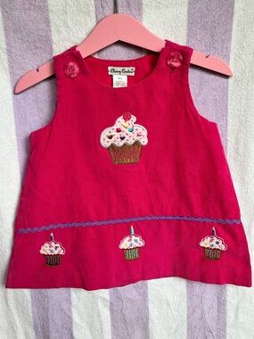 Pink Cupcake Corduroy Baby Dress First Birthday